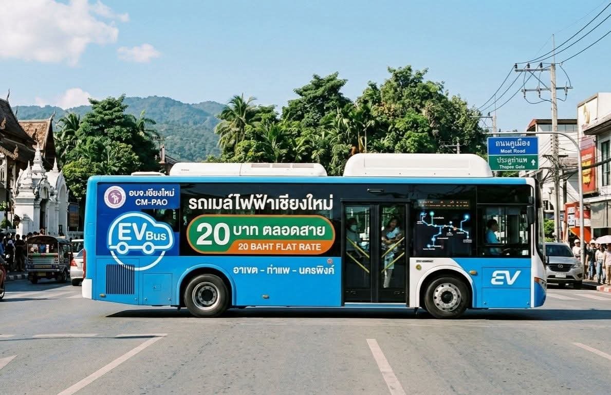 รถเมล์ EV Bus เชียงใหม่ เริ่มวิ่งแล้วนะครับ
เฟสนี้มี 2 สาย มีรถ 34 คัน 20 ตลอดสายทั้งสองสาย