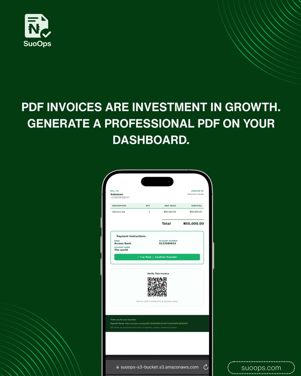 Suoops4's tweet photo. Stop sending screenshots; start building a legacy. 💎
SuoOps gives you the professional dashboard to track every kobo and prove your business value to the world. 📈
Move from Paper to Professional today:
🔗 https://t.co/9JZDudDppA
#SuoOps #SmallBusinessNG #DigitalInvoicing https://t.co/2iHtema0FX