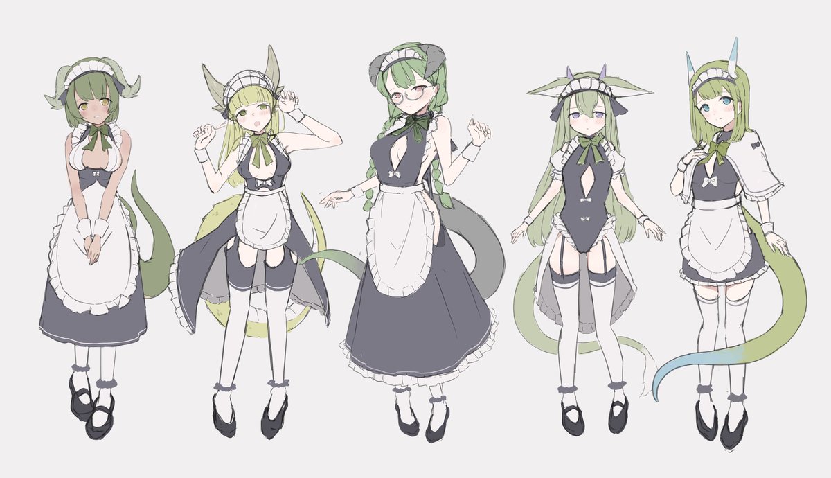 メイド竜ちゃんたち、並べても可愛い
また清書したらアップします✏️ 