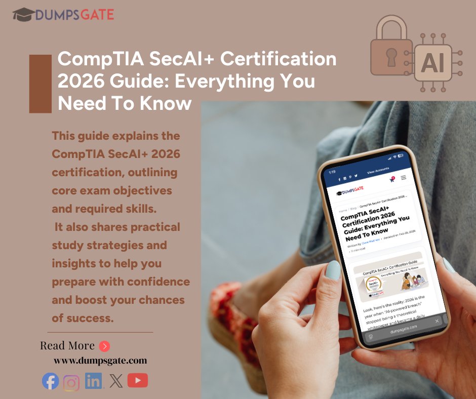 dumpsgate's tweet image. Preparing for the CompTIA SecAI+ 2026 Certification?

Get the latest exam details, updated syllabus, and proven study strategies in one complete guide. Stay ahead in AI-powered cybersecurity!

Read now 👇
dumpsgate.com/comptia-secai-…

#CompTIA #SecAI #dumpsgate #preparewithdumpsgate