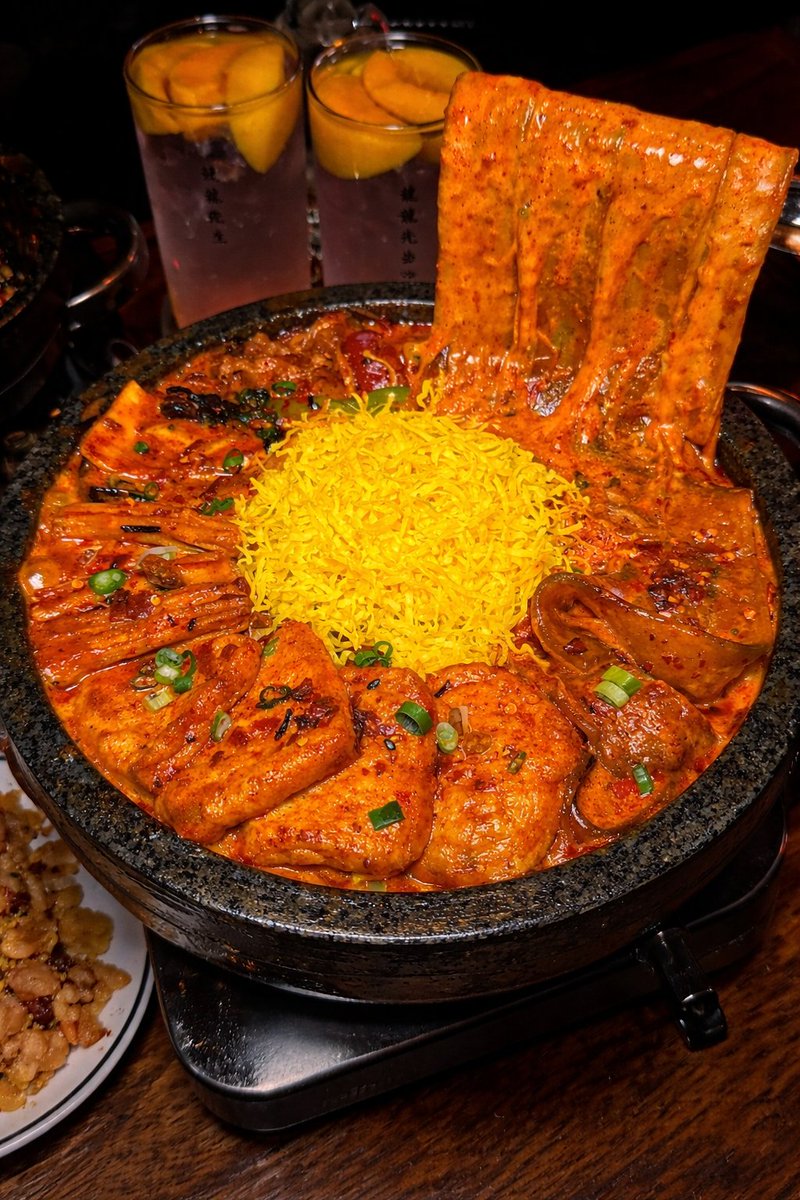 ttotto_muk's tweet photo. 용용선생 신메뉴 돌판로제샹궈 출시🔥

그냥 먹어도 맛있는 마라에 꾸덕한 마라로제?
이 와중에 저 중국당면 들어가있는거 ㄴㅁ 고능함...🫣❤️

이건 외워야됨 마라로제는 용용선생 돌판로제샹궈 https://t.co/2zXNiZznT6