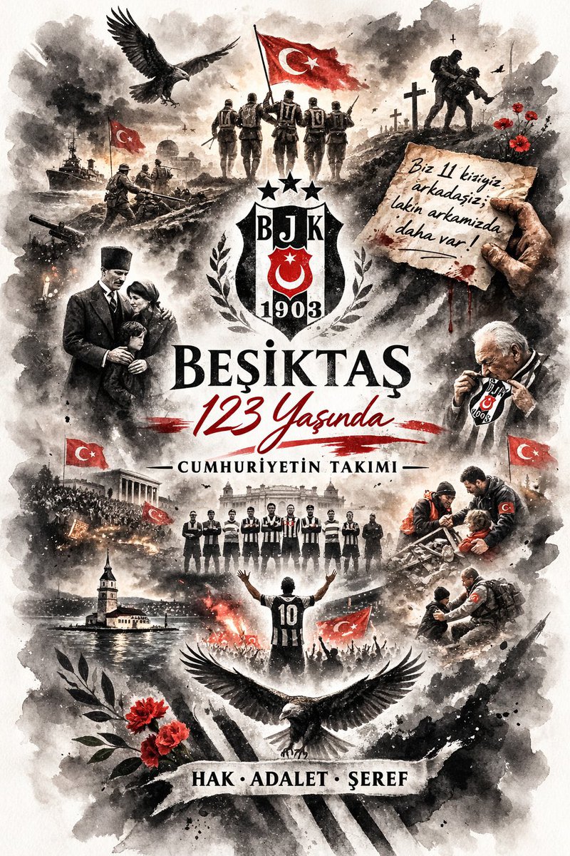 Balkan Savaşı'nda futbol takımından 8 şehit veren Mustafa Kemal Atatürk'ün ailesini emanet ettiği, Formasında ayyıldızı taşıyan Baba Hakkı,Süleyman Sebayla hak, adalet,şeref kavramlarını temsil eden Türk futbolunun çınarının 123.kuruluş yılı kutlu olsun.
#BeşiktaşJK123Yaşında