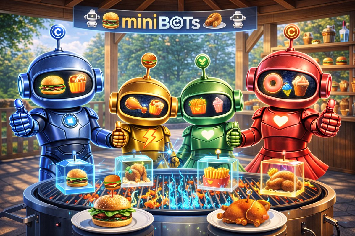 LoveYOUalgo's tweet photo. 🍟FOODtime – grill🔥BOT

When 🤖miniBOTs🤖 are grilling! Join us for a BBQ full of futuristic flavors! Everyone has their favorite dish – burgers, chicken, fries, and more delicious treats on the BOTgrill. 🤖🔥

🤖🍔 #miniBOTs 🍗🤖👀
#BOT #grill #food #duck https://t.co/0cNzJfwqrs