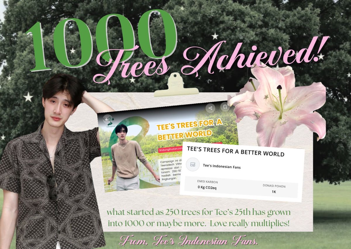 Started this birthday project simply because we cherish Tee so much🤍
dan ternyata yg sayang Tee banyak banget🥹

Semoga energi baik dari project ini terus ngalir buat Tee, sebanyak pohon &amp; doa yang kita kirim💚 

couldn’t have done it without <a href="/natacantiik/">binar</a> <a href="/kleponchiatto/">🐱🍊🍞🐨 — Klepon</a> <3