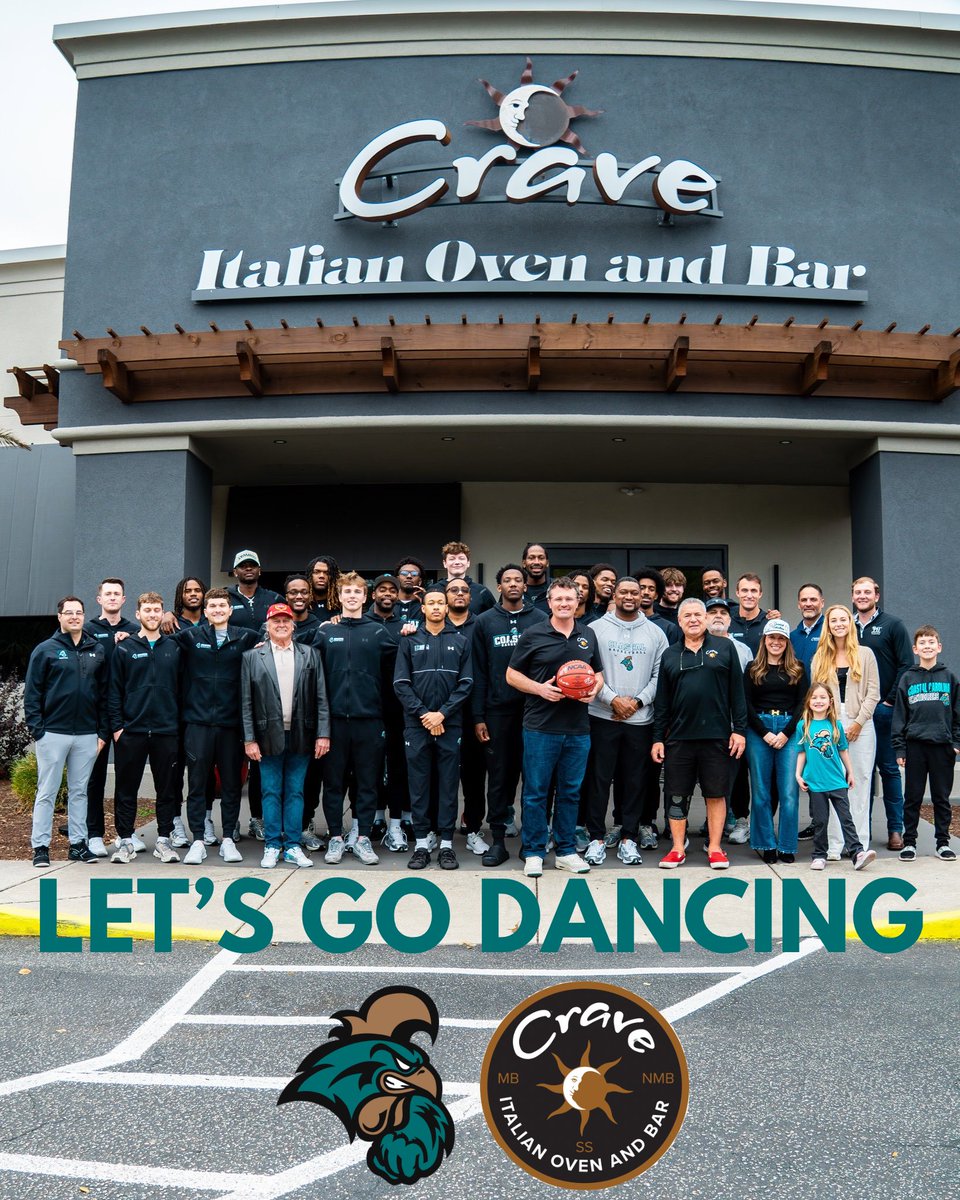 NickVaugh's tweet photo. 𝓛𝓮𝓽’𝓼 𝓰𝓸 𝓭𝓪𝓷𝓬𝓲𝓷𝓰. 🏀

Honored to host Coastal Carolina Men's Basketball at Crave before they hit the road for SBC tournament play.

Focused. Locked in. Ready. We’re proud to fuel the Chants before the big stage. Myrtle Beach is behind you all the way. Chants up👌 https://t.co/PA0RL7ukWn
