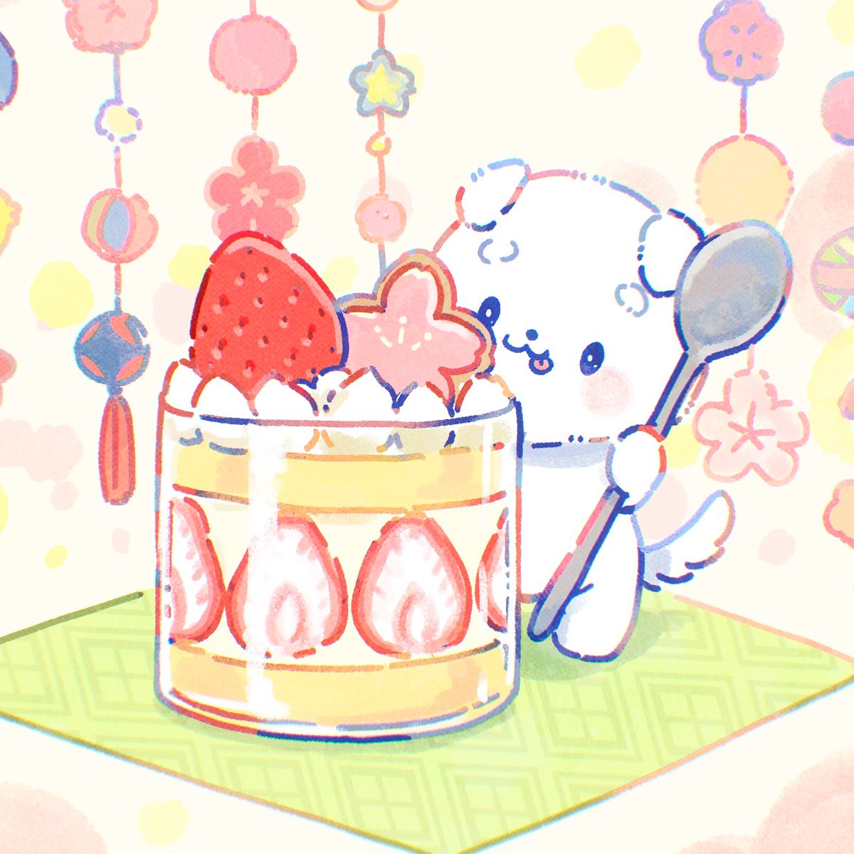 komari_dog's tweet photo. きょうはひなまつりですね！🌸
あまいケーキでお祝いです🎎🍓 https://t.co/kJMcKcCNmL