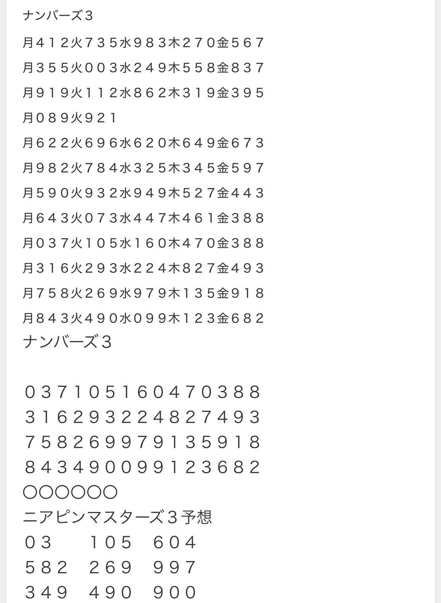 ナンバーズ3、4リハ番号 153、1605 リハニアピンだった🤣 ニアピン