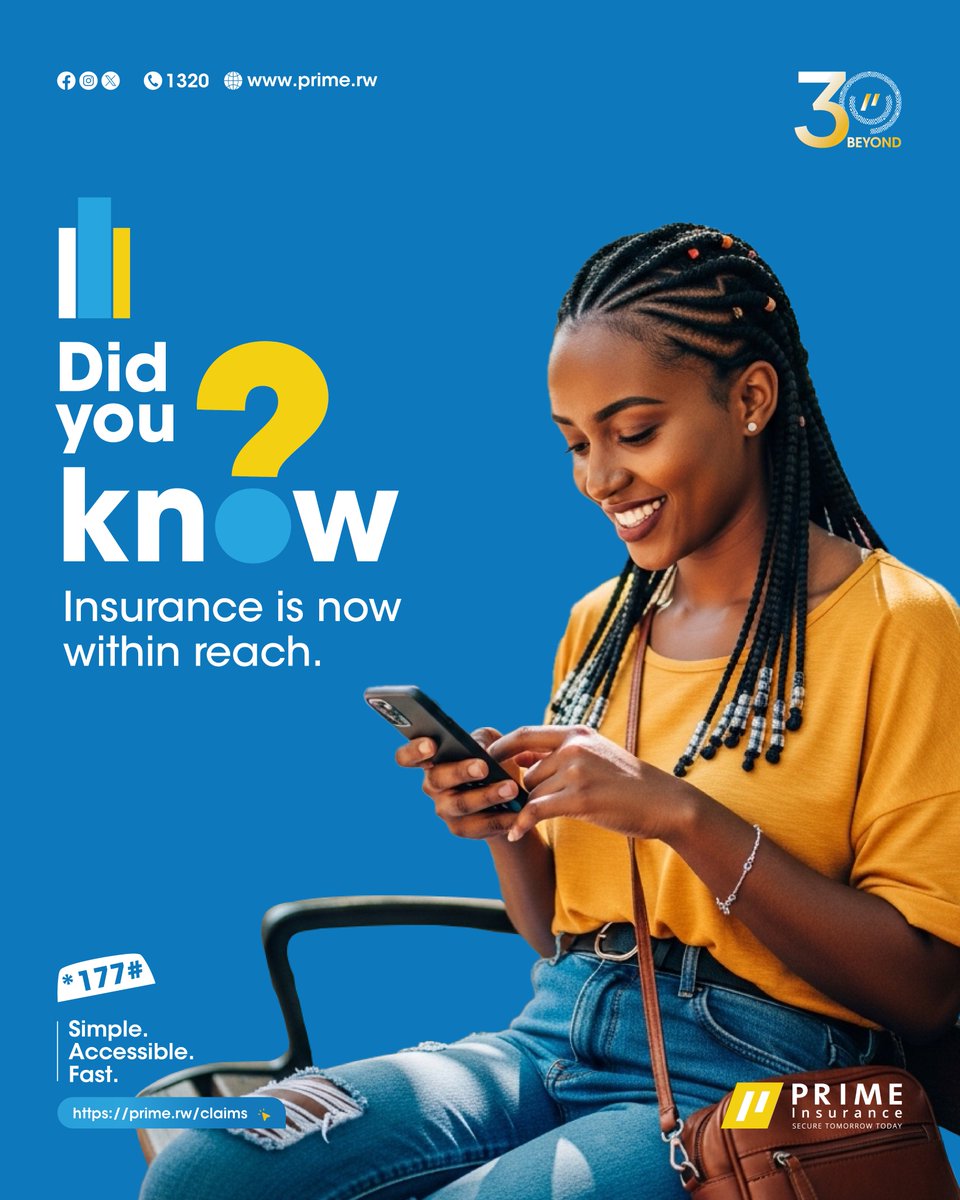primeins_ltd's tweet photo. What if accessing your insurance was as simple as dialing a code?
With *177#, Prime Insurance services are closer than ever simple, fast, and convenient.
Beyond 30, we continue to make protection easier for you.
#Beyond30 #PrimeInsurance https://t.co/ZKJiSdROn2