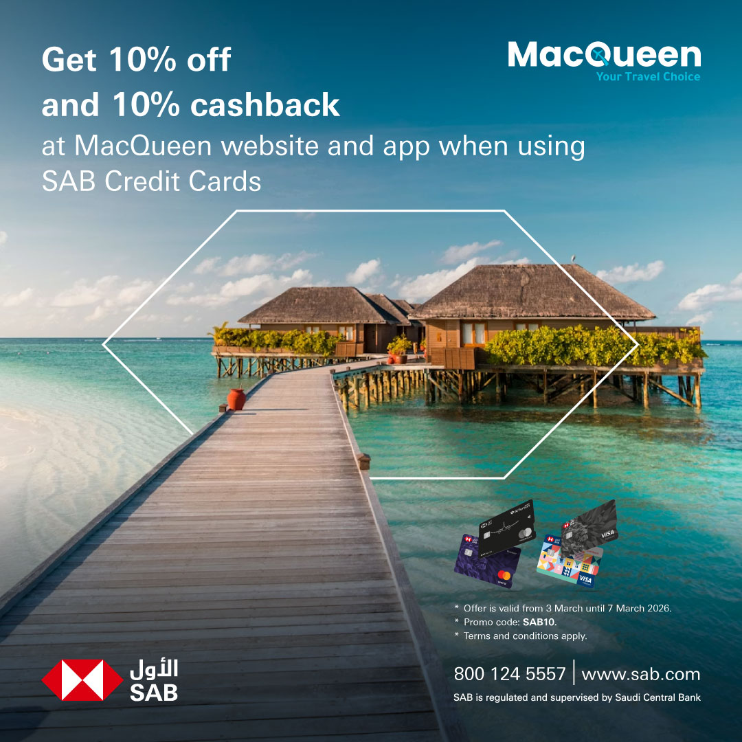 alawwalsab's tweet image. Thinking to travel? It’s #Simple…
Get 10% off and 10% cashback at MacQueen website and app when using #SAB Credit Cards.
To benefit from the offer, please visit our website:
grp.hsbc/6015hNFXL