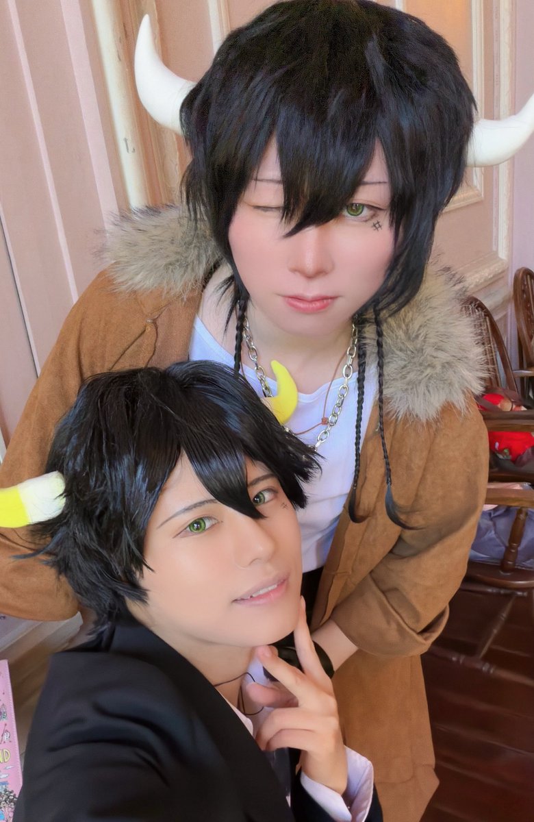 【Cosplay】
 #超死ぬ気で大型併せ0228

25×15 ランボ⚡️
カラコンお揃いにしたの本当大正解だった✌️