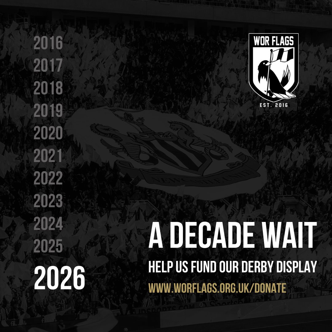 worflags's tweet photo. It’s been a DECADE since our last home derby, we NEED to make sure it is an occasion to remember. 

To do that we need your support, please, don't delay! Help us reach our funding target today.

🔗 https://t.co/prT9hu9LWS https://t.co/OpS9qME1H3
