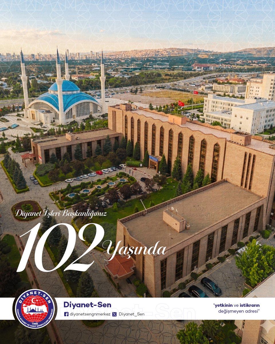 Diyanet_Sen's tweet photo. Ülkemizin  en köklü ve stratejik kurumlarından biri, manevi dünyamızın rehberi Diyanet İşleri Başkanlığımız 102 yaşında! 
3 Mart 1924’te kurulan bu güzide kurumumuz   bugün sadece ülkemizde değil; gönül coğrafyamızın her köşesinde İslam’ın hakikatlerini ve Kur’an-ı Kerim’in evrensel mesajını insanlığa duyurmaya ve sahih dini bilgiyle insanlığı aydınlatmaya devam ediyor. 
Kurumumuzun ve kurum çalışanlarımızın daha iyi şartlarda çalışabilmesi ve en güzel hizmeti sunabilmesi için kurum ve sendika olarak el ele verip çalışmalarımıza devam edeceğimizden kimsenin kuşkusu olmasın…