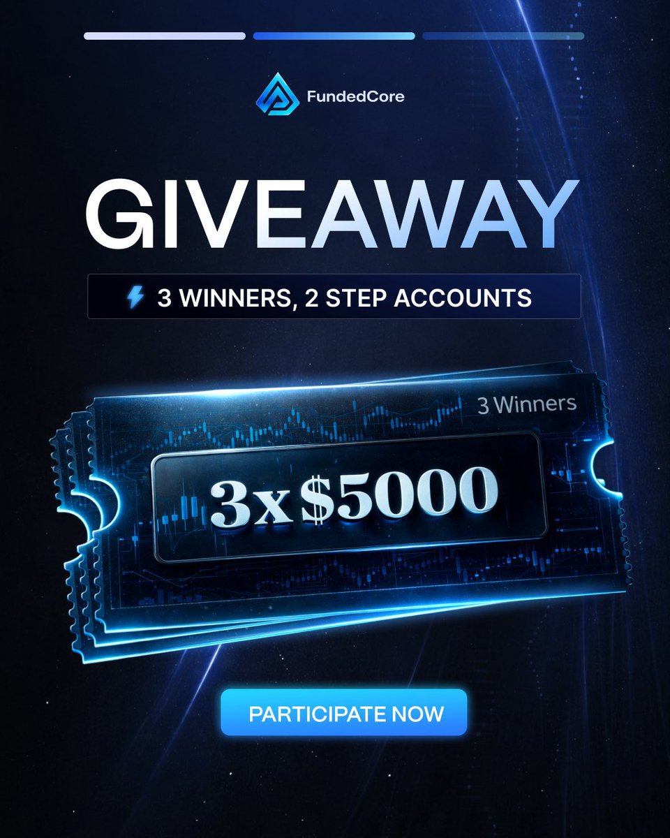 arhmad_bbn's tweet photo. 🎁 15000$ Giveaway 🎁

3 x $5k 2-step challenge account giveaway 

You must complete the task  to be eligible 
To enter: 

🔰Follow @FundedCore and @arhmad_bbn 

✅Tag 3 Trader Friends

✅ Like and Repost 

Also Follow:@RealTrader001 @MisauFx @MusabFx_ @illatu11 @MR_EUR0 @Fateemafx @New_owner1 

⌛️Winner Announced in 72 Hours