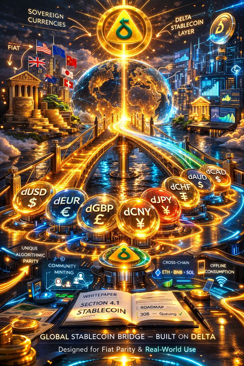 Stablecoin Vision

📘 As outlined in §4.1 of the Delta Kim Whitepaper,
Delta proposes a structured stablecoin architecture.

🎯 Core Objective

To create a structured monetary bridge between:

🏛 Sovereign currencies (fiat)
and
🌐 Non-sovereign digital currency (δDTC).

⸻

💡