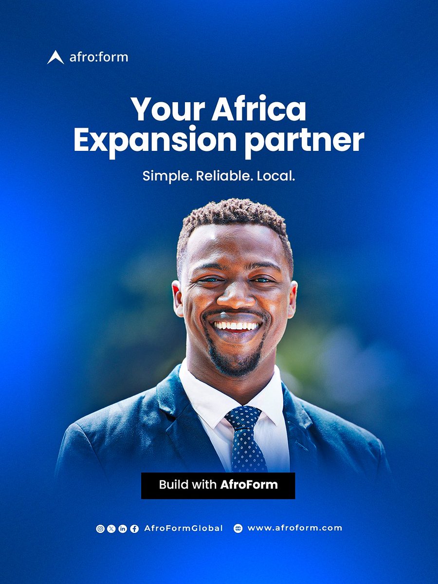 afroformglobal's tweet photo. Expanding into Africa doesn’t have to be complicated.

With the right local partner, growth becomes simple, reliable, and seamless.

Build smarter. Build local.
Build with AfroForm.

#AfroForm
#AfricaExpansion
#BusinessInAfrica
#GlobalGrowth
#MarketEntry
#AfricaBusiness https://t.co/RGMlvS0dGj
