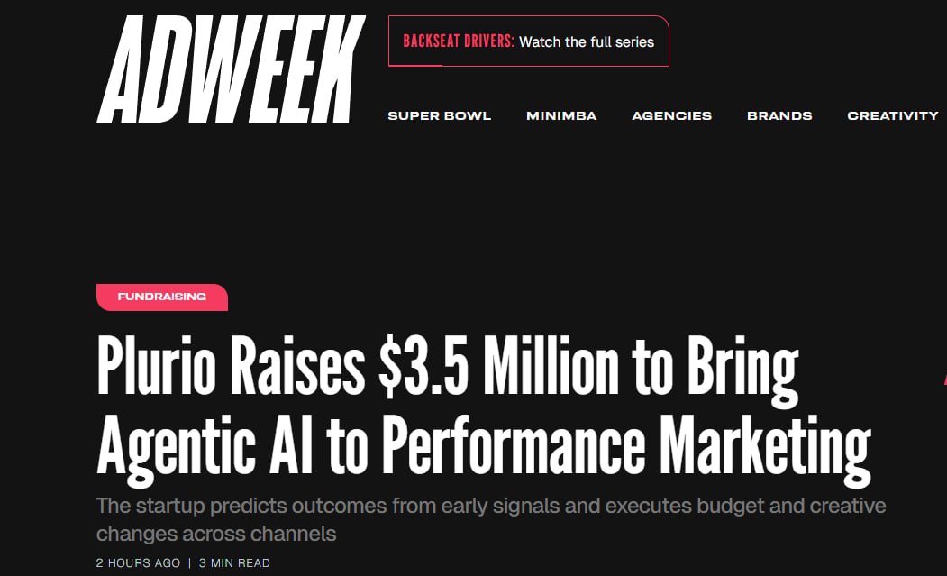 We’ve invested in Plurio (formerly Elly Analytics) — an AI agent built for performance marketing.
The platform already manages over $100M in annual ad spend, and its AI agent has completed pilots on $20M in budgets within the first months after launch.