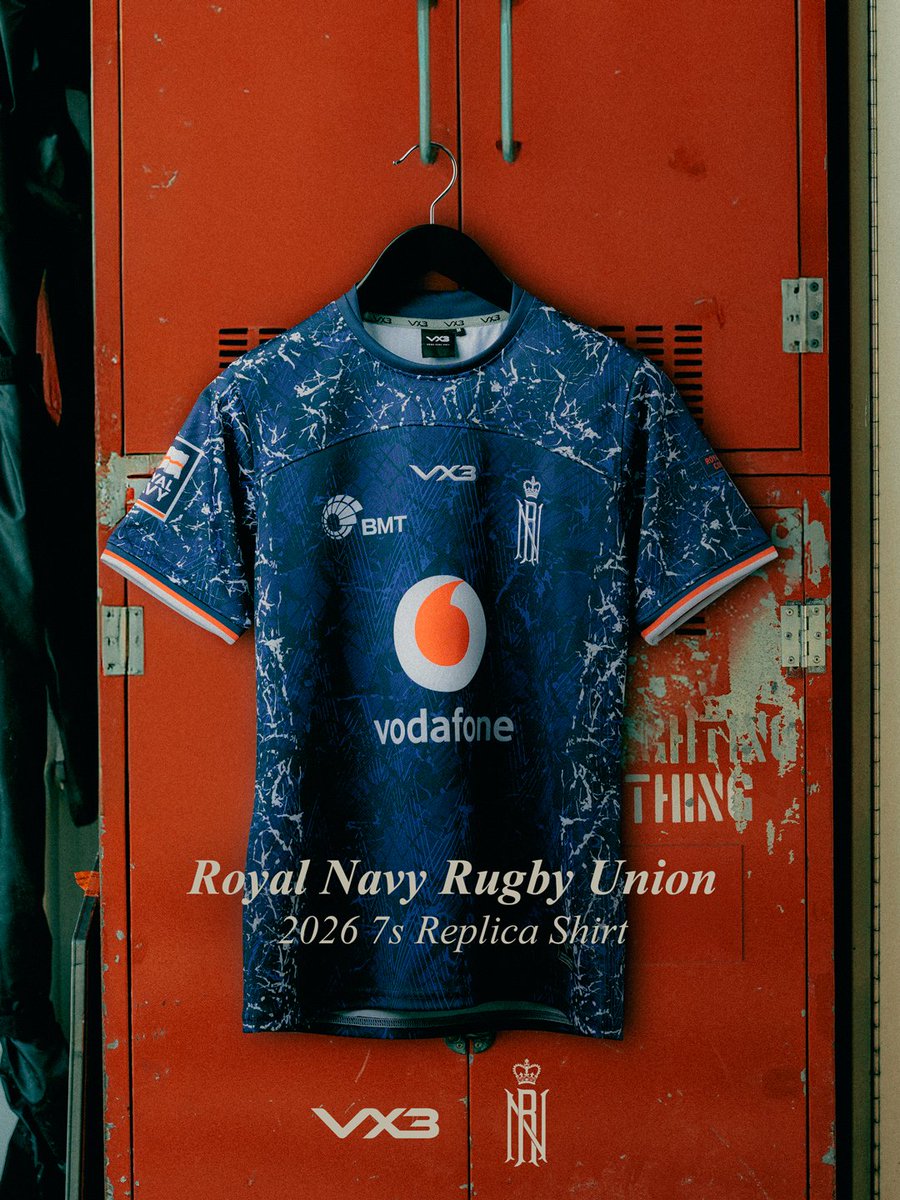 VX3apparel's tweet photo. New look. Same standard.
The brand new Royal Navy Rugby Union 2026 7's Shirt has landed.
---
Shop now: https://t.co/CWewtmlTnq
---
#VX3 | #EquippedToConquer | #RoyalNavy | #NavyRugby https://t.co/soISAbMgRd