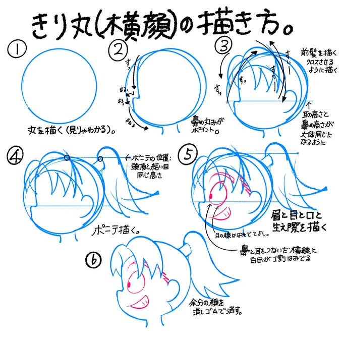 きり丸(横顔)の描き方

曲線を大きくオーバーに描いて後で消しゴムで消す方式
曲線がキレイに描けます。 