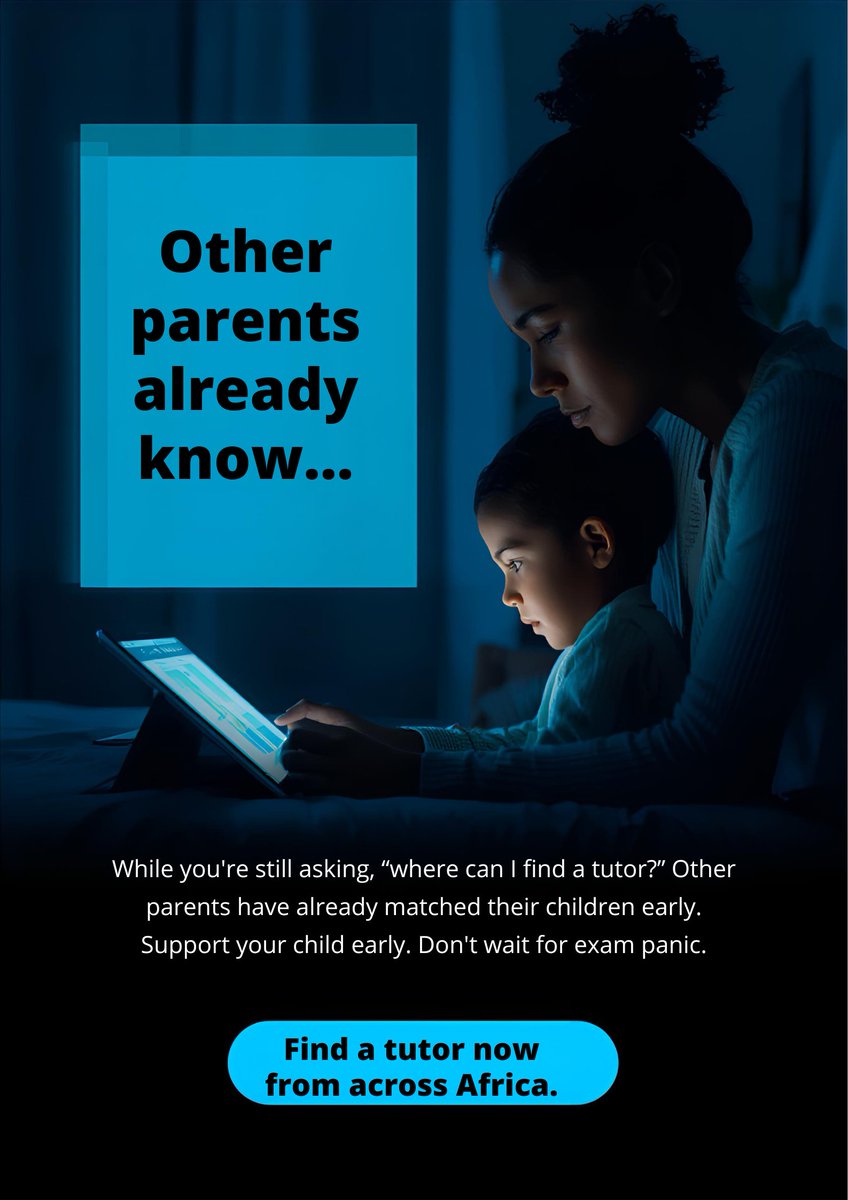 StudyBuddyAfr's tweet photo. Don’t wait until stress, panic, or last-minute cramming.
Give your child steady support, clarity, and confidence now.

👉 Find a tutor on StudyBuddy Africa today.

#ParentsInAfrica #EducationSupport #SmartParents #StudyBuddyAfrica #TutorsForKids #LearningSupport #ParentingSmart https://t.co/Lx5ipZQnAE