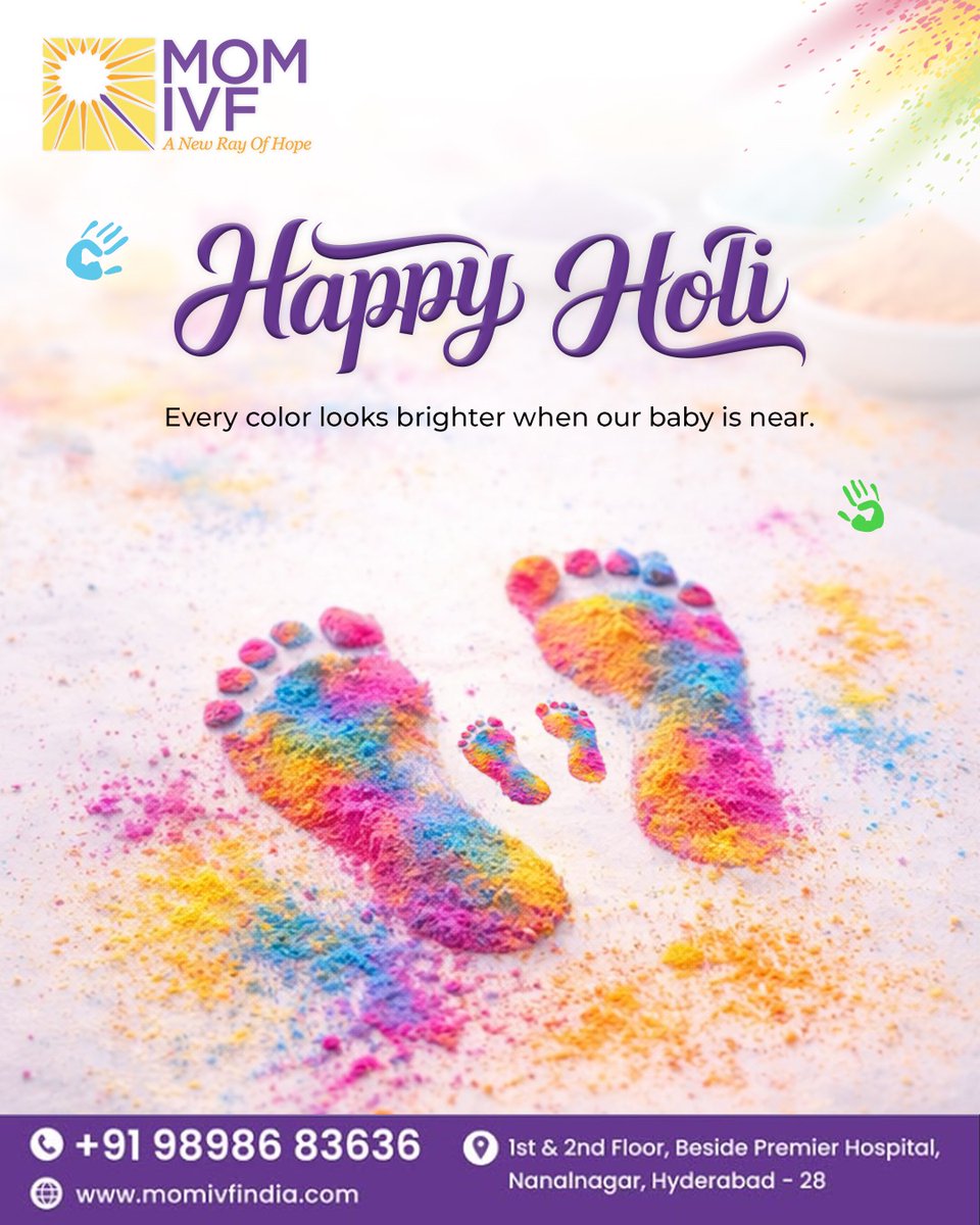 Momivfcenter's tweet image. Holi Wishes from MOM IVF 🌸✨

May this Holi fill your life with vibrant colors of hope, happiness, and new beginnings. 🌈

Happy Holi from MOM IVF 

#HappyHoli #MOMIVF #HoliWishes #FestivalOfColors #NewBeginnings #HopeAndHappiness #ParenthoodJourney #FertilityCare #IVFSupport