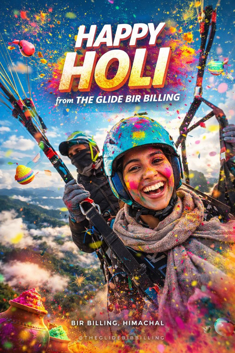 glidebirbilling's tweet photo. Happy Holi from The Glide Bir Billing 🪂

May this festival of colors fill your life with vibrant moments, fearless adventures, and unforgettable memories.

— #birskyfamily #himachalpradesh #holifestival #holi #ParaglidingLife https://t.co/TiTReUpwtI