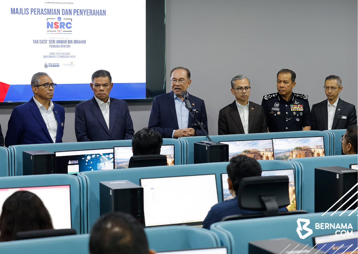 bernamadotcom's tweet photo. PM Anwar lancar NSRC, perkukuh tindakan banteras jenayah penipuan dalam talian 

https://t.co/DrB96FFHFV 

#BernamaNews #NSRC @anwaribrahim https://t.co/yY0IAYRHNv