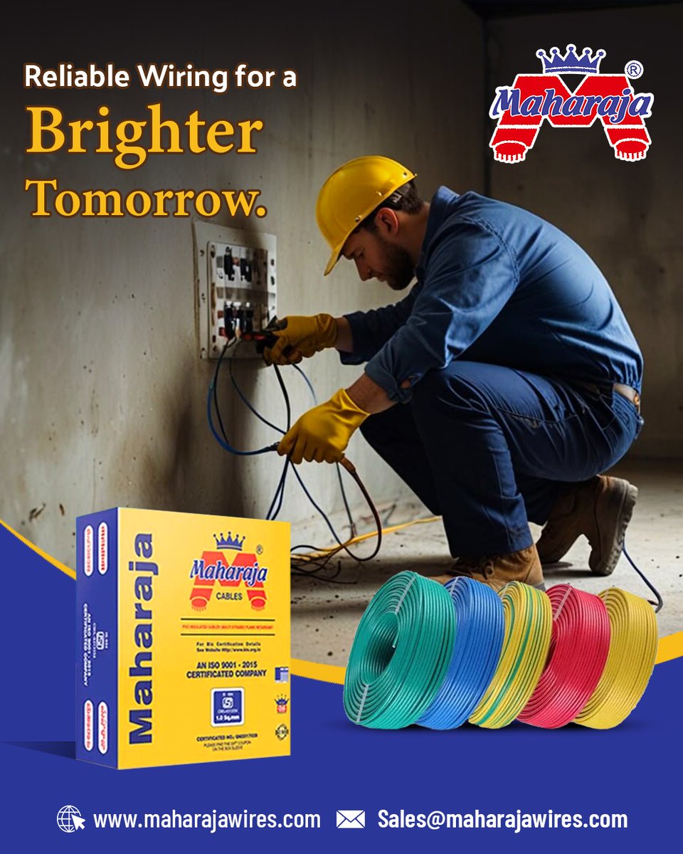 MaharajaWires's tweet image. Designed for superior conductivity, durability, and safety—because every strong connection builds a brighter and safer future.

Visit our website : maharajawires.com
Mail us on : Sales@maharajawires.com

#MaharajaWires #SafeWiring #ReliableConnections