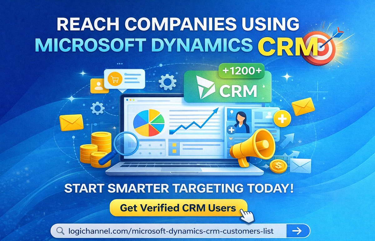 NicoleRobi85801's tweet photo. Looking to reach companies using Microsoft Dynamics CRM? 🎯

Engage CRM users actively using the LogiChannel's in customer experience and digital transformation.

Start smarter targeting today 👇
🔗 https://t.co/IUXrwdAwTX

#DynamicsCRM #B2BLeads #MarketingStrategy #TechSales https://t.co/NWQG4pEots
