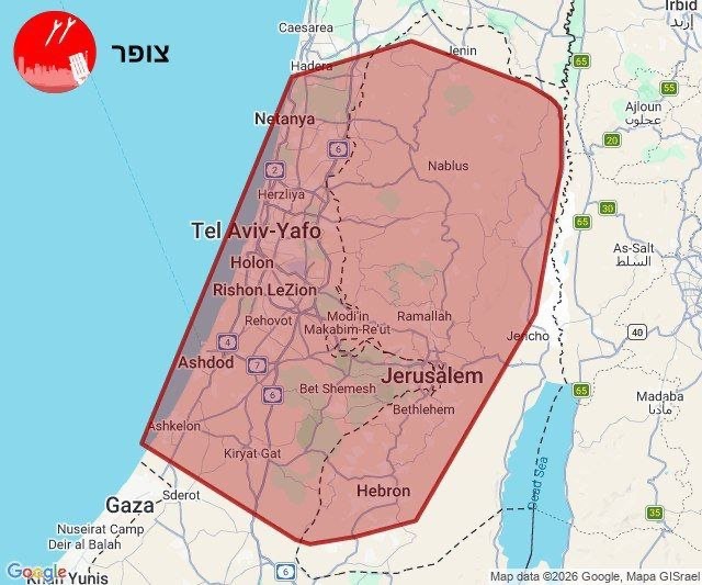 🚨🚨Missile Strike Alert Issued for Tel Aviv and Occupied Jerusalem