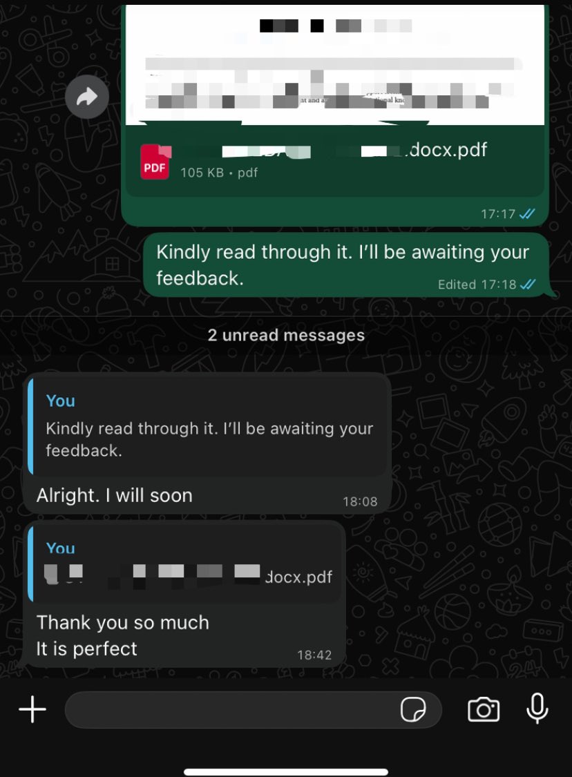 rheesa_writes's tweet photo. ✅Academic CV
✅Professional CV
✅Statement of Purpose 
✅Motivation Letter
✅Recommendation letter
✅Statement of intent 
✅Application essay
✅LinkedIn Optimization

I’m available!
Send a DM or contact 09045534045 on WhatsApp - let���s get started. https://t.co/G1DoHLaTRw