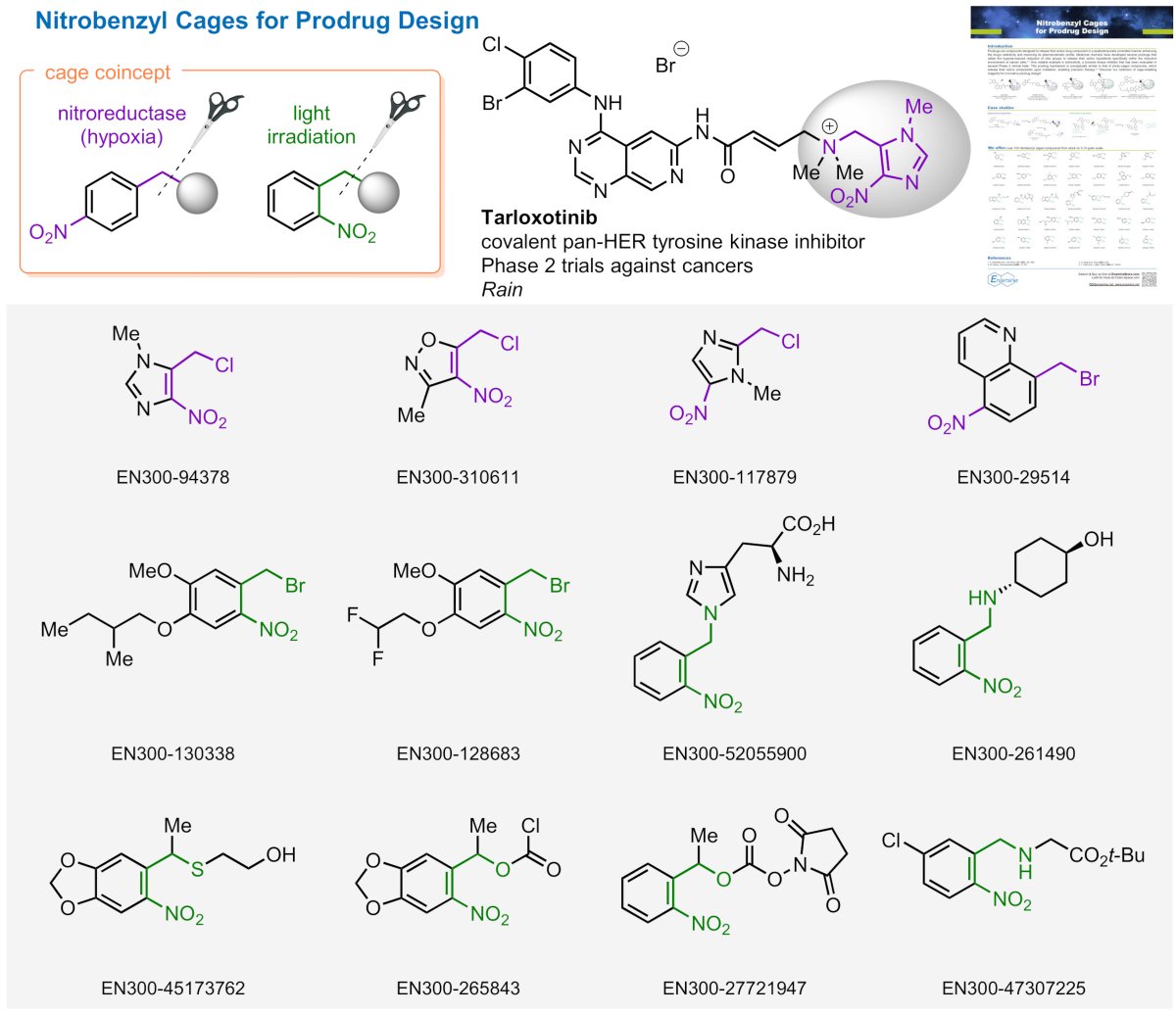 EnamineLtd's tweet photo. Nitrobenzyl compounds enable the masking of active pharmacological agents, allowing their release in a spatiotemporally controlled manner, either through the action of nitroreductases or exposure to light: https://t.co/nS9MMyqXJ3 

Try our nitrobenzyl cages in your research! https://t.co/zQaBMZfPBY