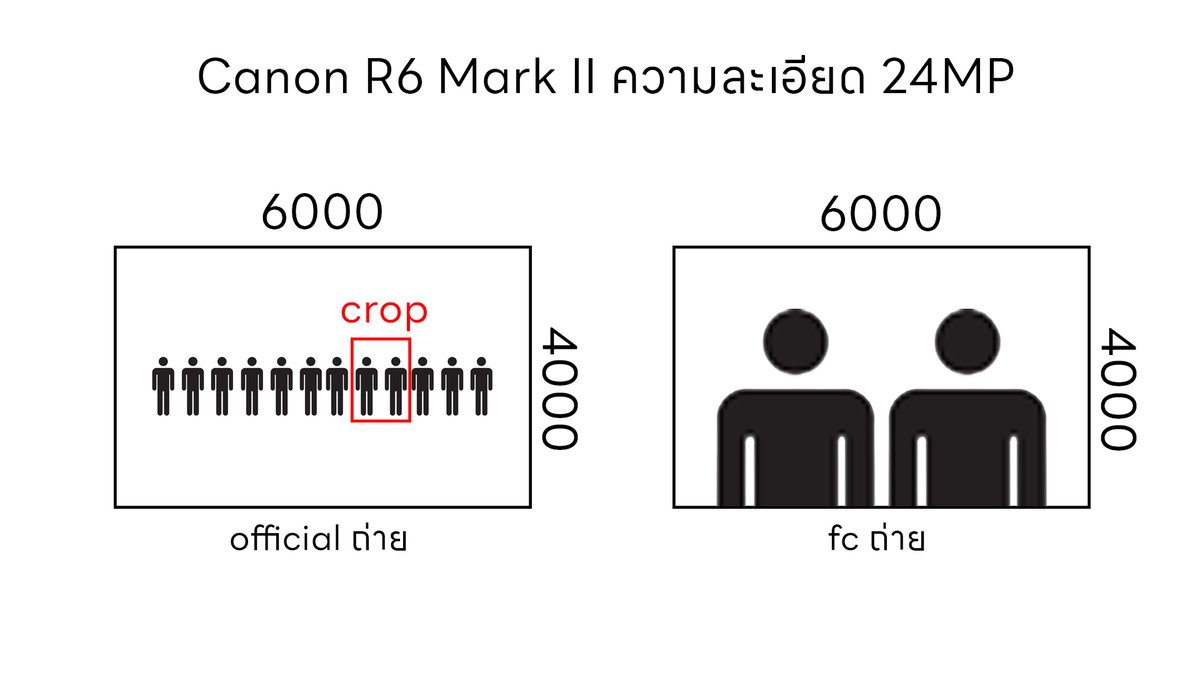 เห็นบางคนเอารูปเบเนที่ official ถ่ายเทียบกับรูป ฟค ถ่าย
อันนี้ไม่ได้จะดีเฟ้นค่ายหรือไรนะ มันคือ fact ละกัน (มันเอามาเทียบกันไม่ได้)
ต้องบอกก่อนว่า R6ii ความละเอียดมันอยู่ที่ 24MP
ความหมายก็คือมีช่องสี่เหลี่ยมเล็กๆ (พิกเซิล) อยู่ 24 ล้านช่อง
คือ 6000x4000 = 24,000,000
-