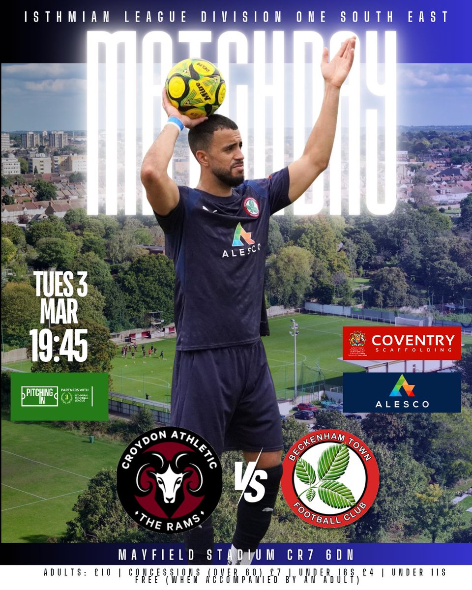 Matchday ⚽️

Our first of four Tuesday nights on the trot sees us make the short hop down to Thornton Heath to take on Danny Kedwell's Rams.

Hope to see you all there making some noise for the Becks 📣
