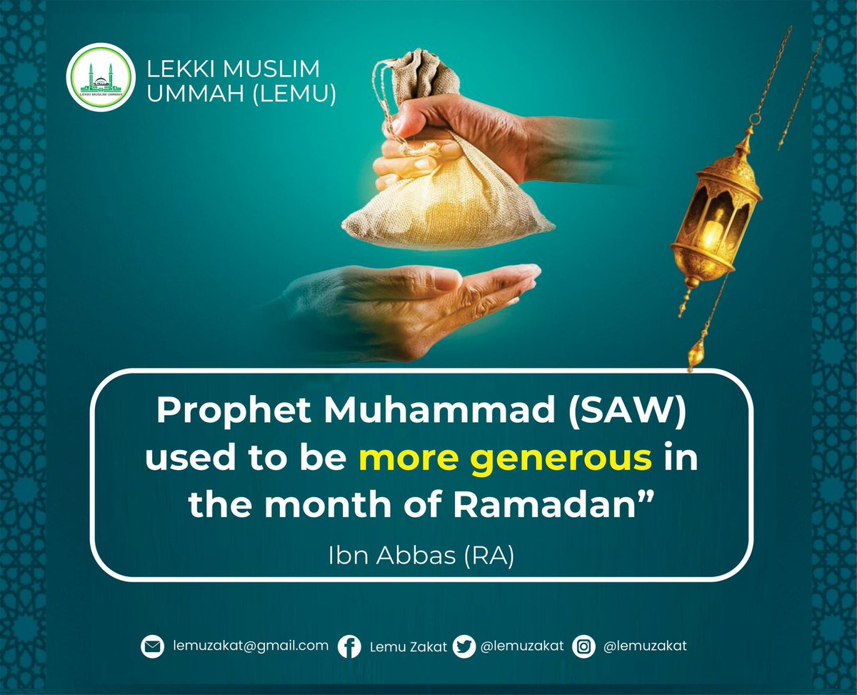 LemuZakat's tweet photo. During Ramadan, we should endeavour to be more generous to our families, relatives and friends. May Allah SWT reward all our good deeds in bounties. Āmīn.

#RamadanMubarak https://t.co/8Cjm52tg8H