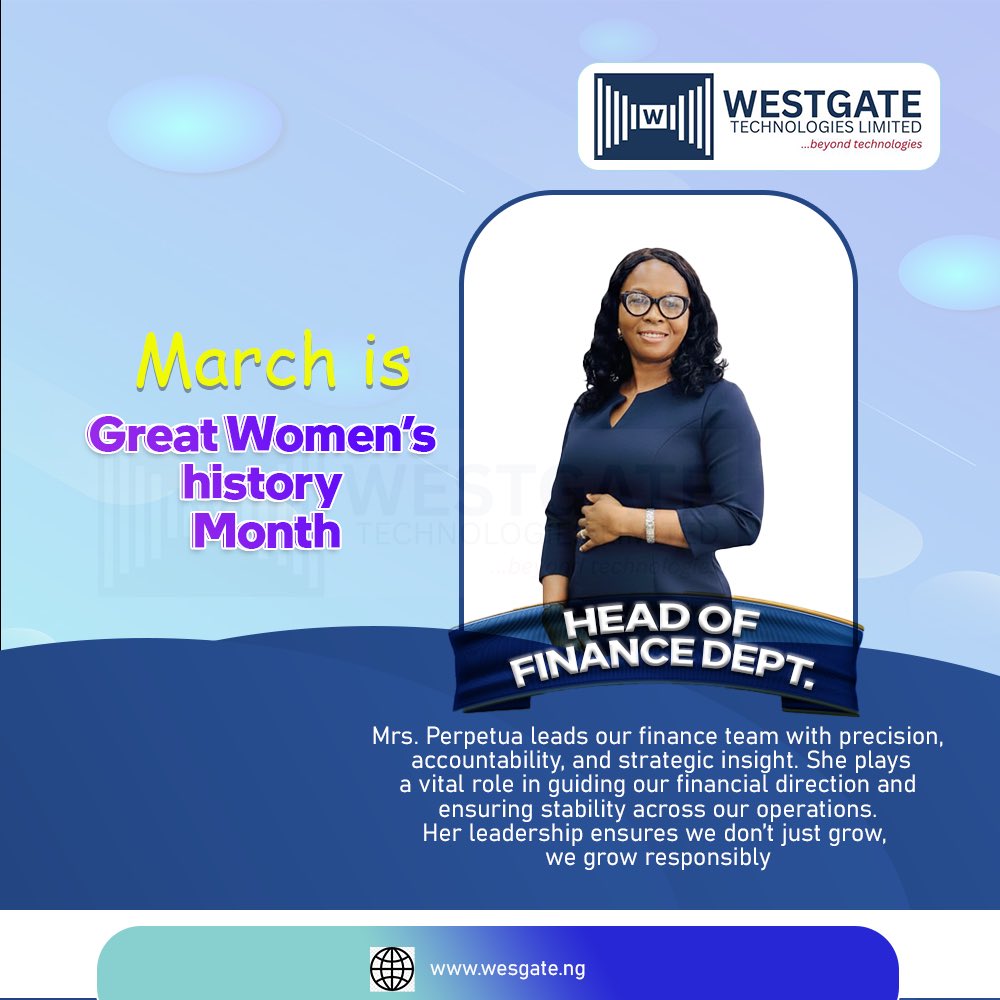 westgateng_'s tweet photo. Today weโre celebrating our head of Finance and Account department
#iwd #WomeninBusiness #womenwholead
#Techqueens #womenatwestgate https://t.co/i1Q1pqEVHM