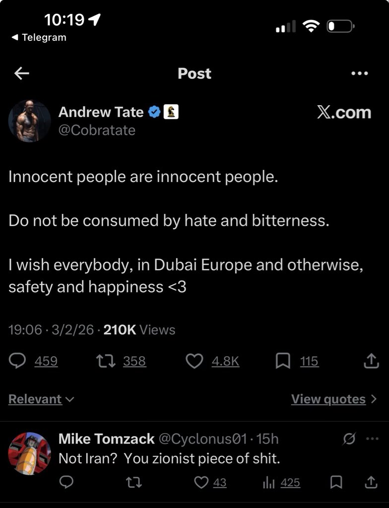 Cobratate's tweet photo. Twitter is hilarious. 

I said otherwise! 

You literally can’t win 😂😂😂 https://t.co/wCQHblPLXu