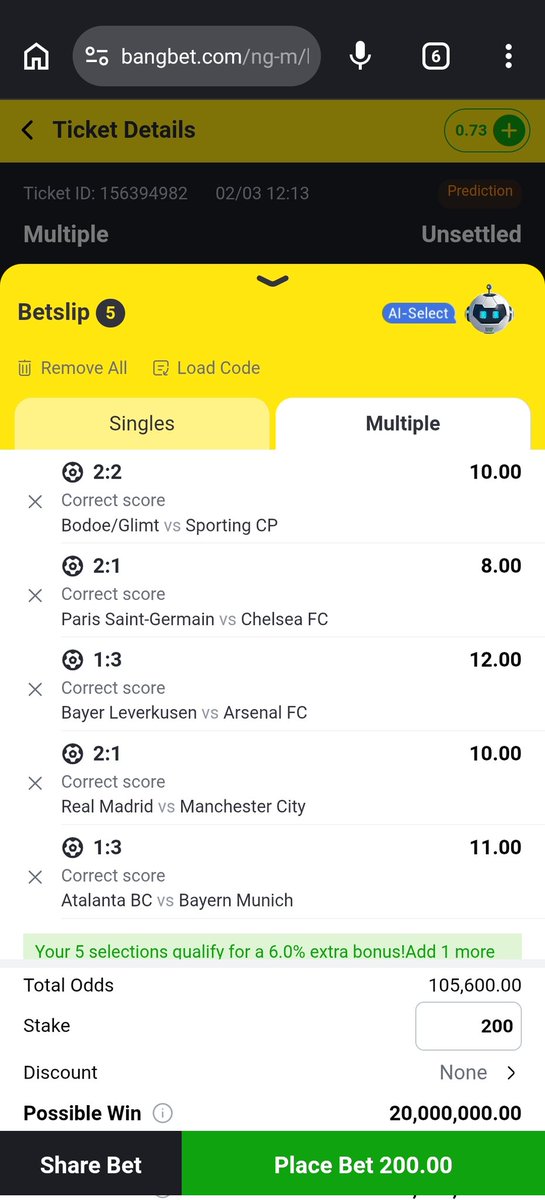 Arenerscorh's tweet photo. @Boomluck1zz 5 UCL CORRECT SCORES✅ https://t.co/Ib24cmDquO