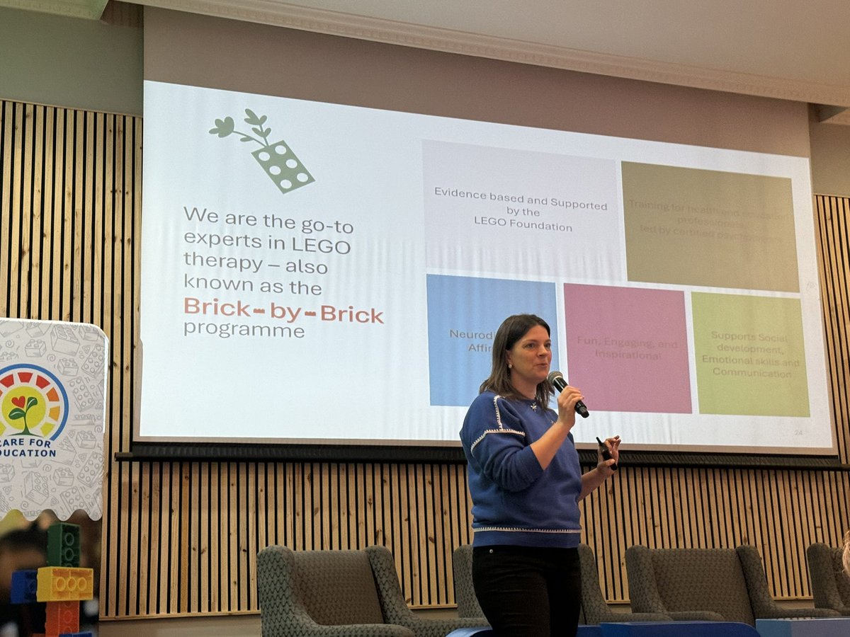 Emilycaryn's tweet photo. Next up: The @playincluded Brick by Brick Program highlighted by creator  @GinaGDLC on the main stage at Care for Education Sondela conference. Thrilled to be a facilitator and trainer for this organization. @mattsmakerspace https://t.co/QRdsfOQteu
