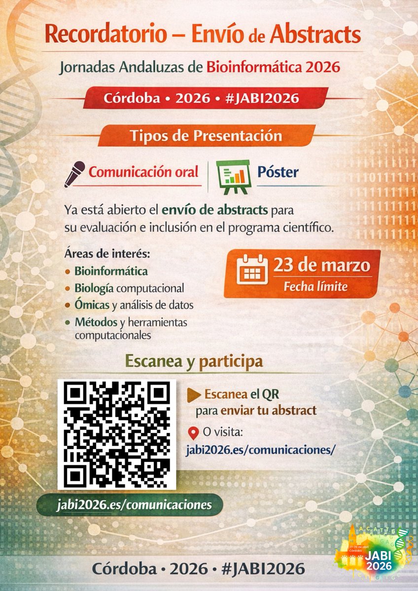 Jornadas Andaluzas de Bioinformática #JABI2026 tweet media