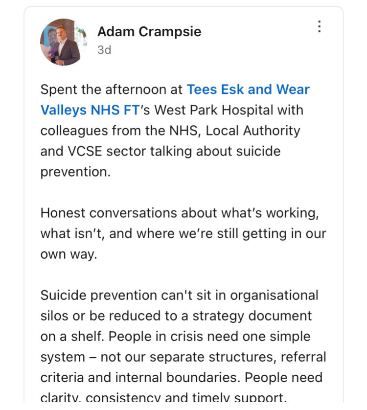 TrustUsNotTEWV's tweet image. Tired of the polished talk around mental health while real people keep slipping through the cracks. We don’t need PR-friendly panels — we need honesty, accountability, and systems that listen to service users, not silence them. #SuicidePrevention #NHS #MentalHealthReform #TEWV