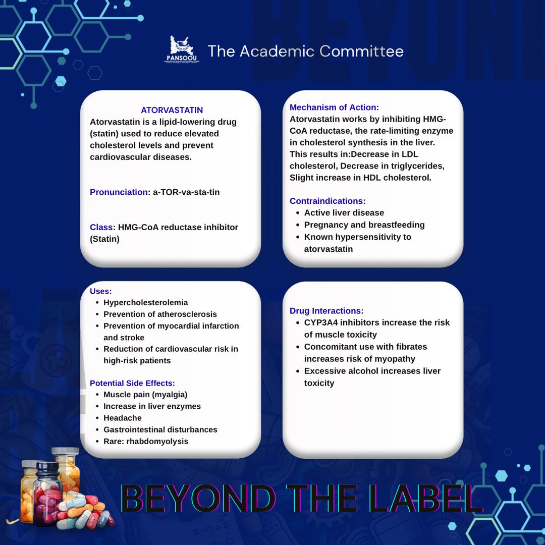 PANSOOU's tweet photo. Beyond The Label 💊
The wait is over!!
Good things are worth the wait.
Atorvastatin is our first spotlight.
Enjoy your reading😊
#BeyondTheLabel
#PANSOOU
#ACADEMICcommittee https://t.co/Jb7gIDMgZb