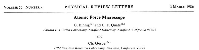 ifimacuam's tweet image. The AFM was introduced in March 1986, today 40 years ago, by Gerd Binnig, Calvin Quate, and Christoph Gerber, four years after its precursor, the scanning tunnelling microscope (STM).🧵