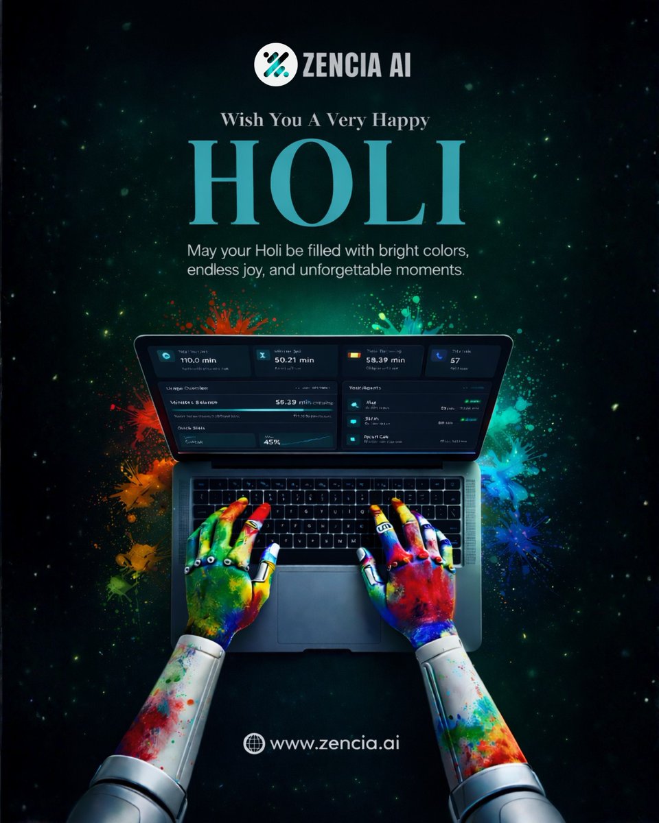 ZENCIA_AI's tweet photo. This Holi, may your life be filled with vibrant colors,joy, and new beginnings. 🌈✨ 

May happiness splash into every moment and success brighten your path ahead.

💚  Wishing you and your loved ones a very Happy Holi! 🎉 

#HappyHoli #FestivalOfColors #Holi2026 #CelebrateHoli https://t.co/VnAy2EsodJ