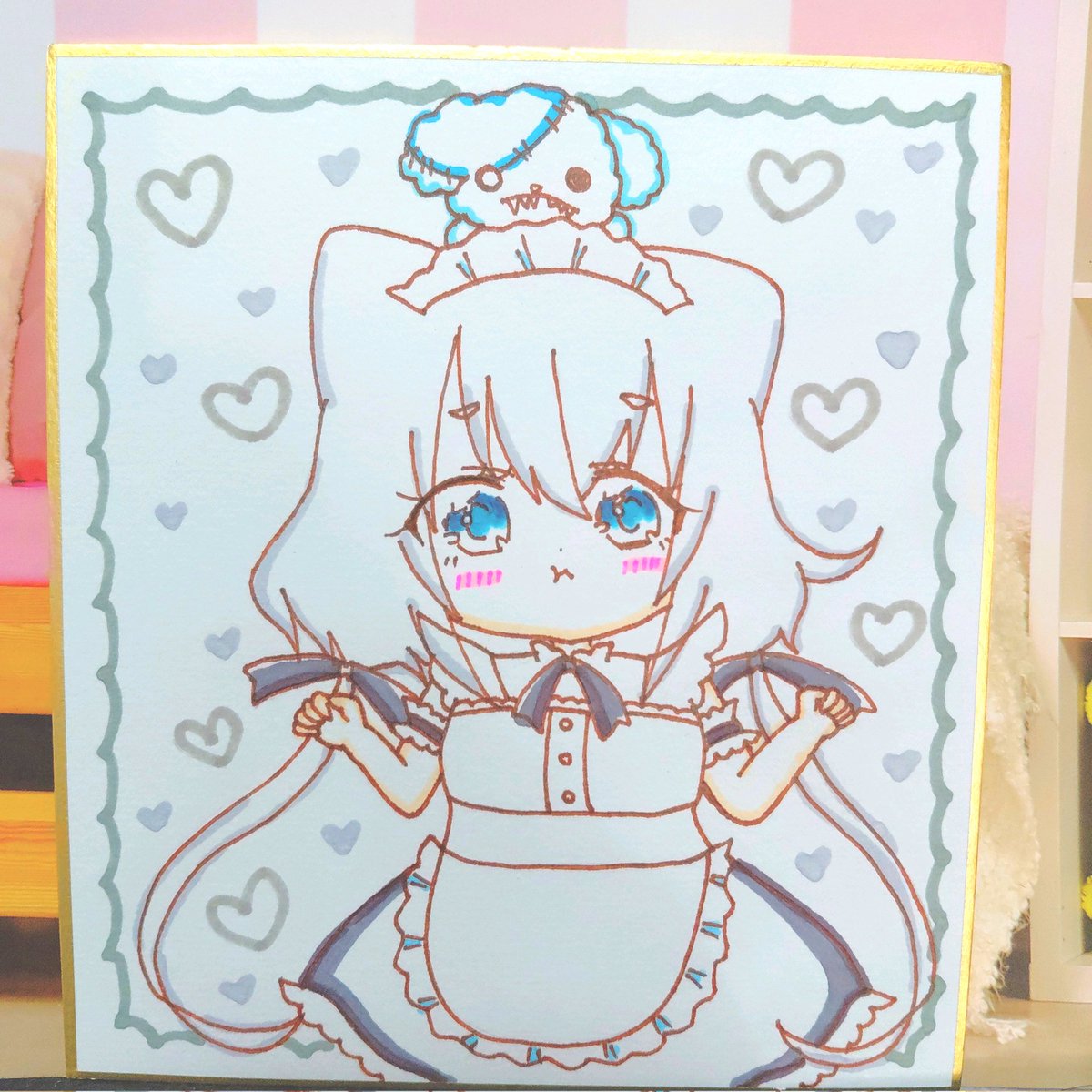 今までに載せた、純子ちゃんのミニ色紙 塗り残しがあったので、追加で