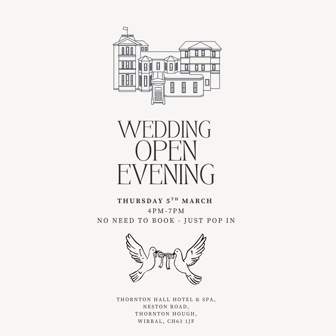 thornton_hall's tweet image. Our Wedding Open Evening is just two days away! 🙌

Will you be coming along... tag who you'll be coming along with down below👀💍

No need to book tickets, just pop in!🫶

 #WeddingDay #BridalEvent #WeddingIdeas #WirralWeddings #ThorntonHall