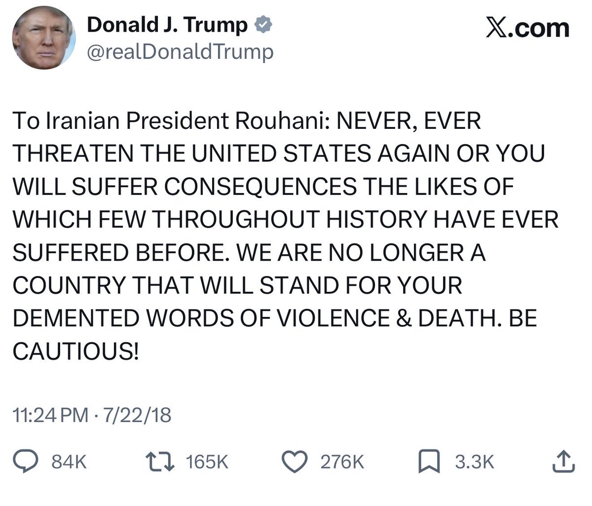 President Trump has been warning Iran since his first term what would happen and yet some people want to gaslight you into thinking this all started last week.