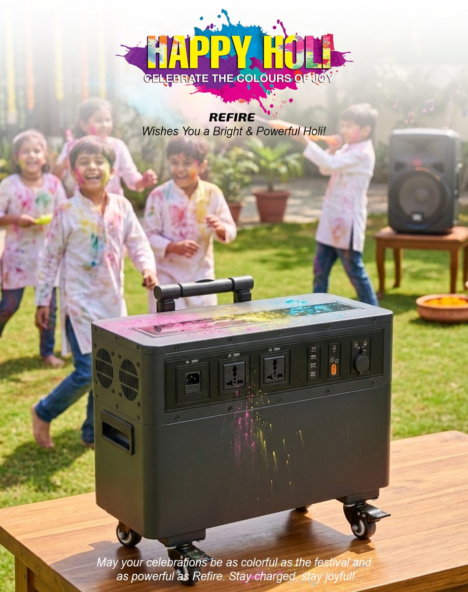 IndiaRefir76885's tweet image. Celebrate the power of joy and the vibrant colors of Holi! Whether it’s powering the music or keeping the lights bright, stay charged for a celebration that never stops.

Refire wishes you a bright, powerful, and energetic Holi!

#holi2026 #happyholi #refire #staycharged