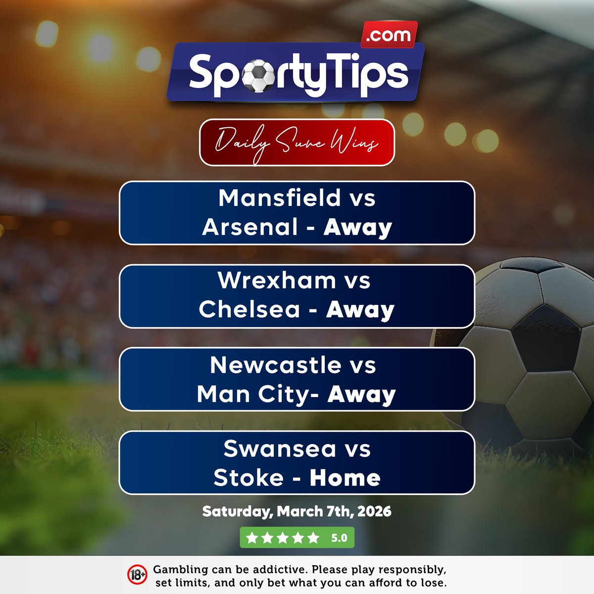 Sporty__Tips's tweet photo. FREE Pick for Today !
Get more Daily Sure Odds in a few easy steps 👇

Pay 50 bob only
Lipa na M-Pesa → Buy Goods
Till Number: 228989
Get odds instantly after payment
🔞 Play Responsibly https://t.co/4U49EBexFd