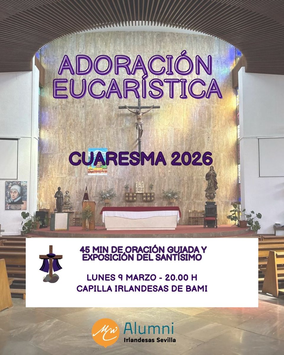 Congr_Jesu_SP's tweet photo. Si estás por  #Sevilla estos días de cuaresma 💜 súmate a la oración guiada del lunes 9 de marzo 🙌en la capilla del Colegio de Bami. https://t.co/xSLOfx5drW
