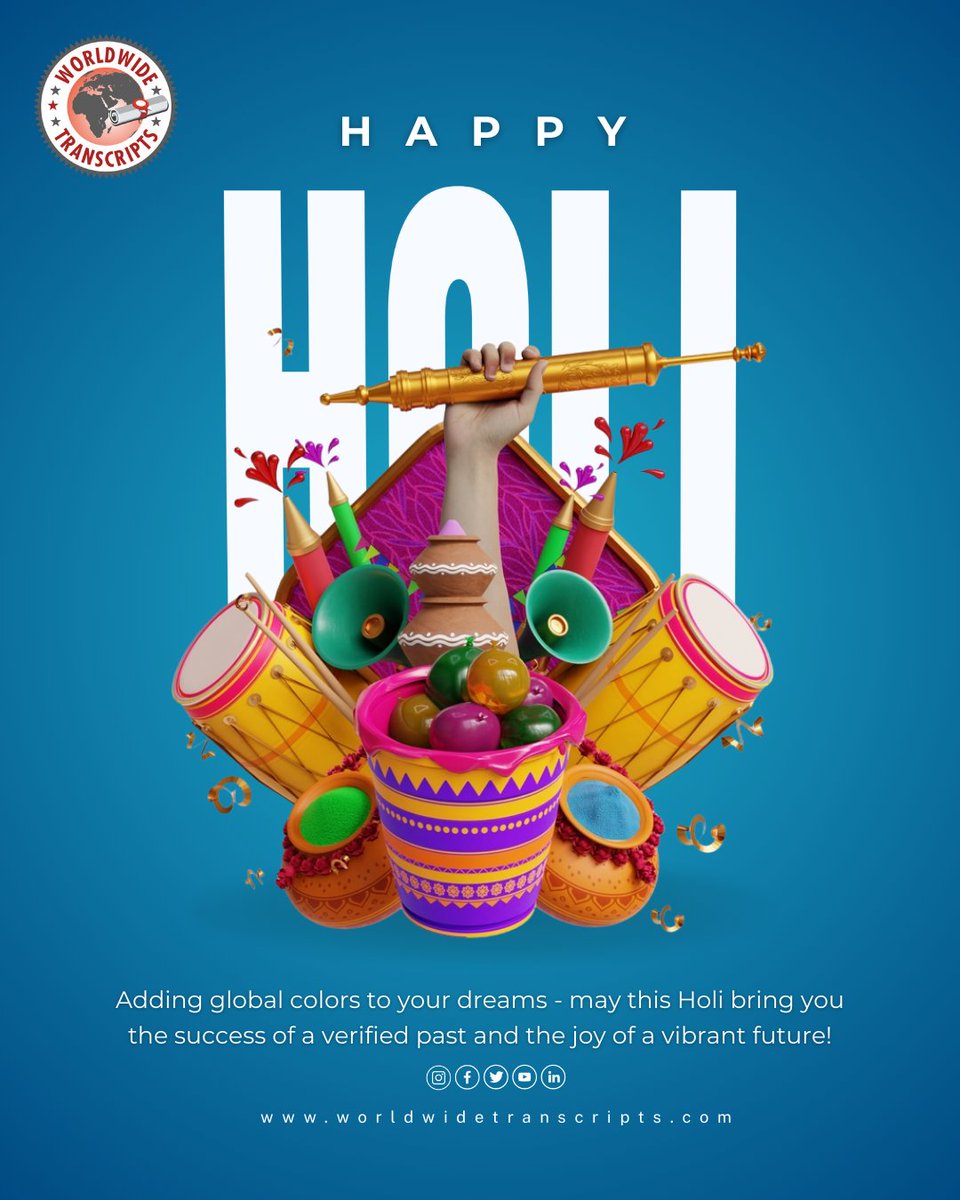 Celebrate a Holi that’s as vibrant as your global dreams! 🌈✨

Wishing you a successful and colorful Holi! 🎨🇮🇳

#Holi2026 #GlobalIndians #WorldwideTranscripts #WESVerification #StudyAbroad